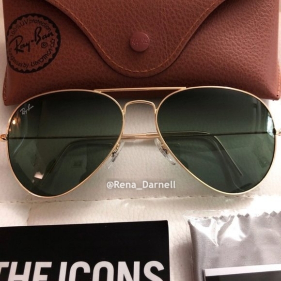 Ray-Ban Aviator Black Lenses Gold Frame RB3025 New - Picture 2 of 15